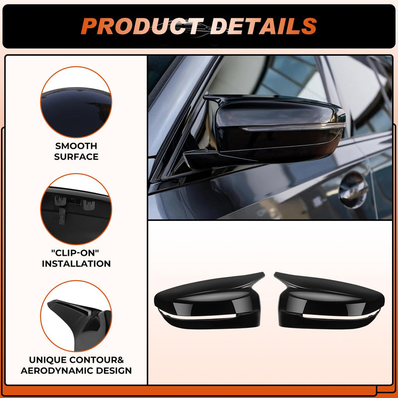 Glossy Black Mirror Cover Caps Rearview Side Mirror Covers Fit for BMW G20 G21 G30 G31 G11 G12 G14 G15 G16 2017 2018 2019 2020 2021 2022 Left Driver Side Right Passenger Side-2 PCS Fit for BMW G20 G21 G30 G31 2017-2022-Glossy Black