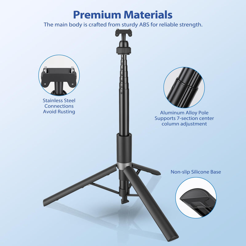 Walking Way 66"/168CM Auto-Open Selfie Stick Tripod, Invisible Selfie Stick for Insta360 Ace/Ace Pro/2/X5/X4 Air, 360° Rotatable Pop-Open Camera Stand, Stable Throwpod for Travel/Vlog