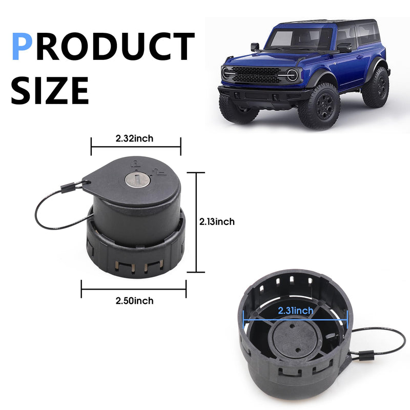 Locking Gas Cap with Key for Bronco, Anti-Theft Locking Fuel Cap Gas Tank Lock for 2021 2022 2023 2024 2025 2026 Ford Bronco Accessories (Not For Raptor,Maverick) Fit 2.31" Threaded Hole