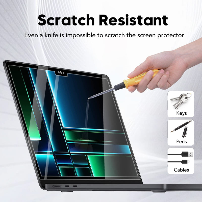 Tempered Glass Laptop Screen Protector for MacBook Pro 16 Inch (M3 Pro/M3 Max/M2 Pro /M2 Max /M1 Pro /M1 Max), 9H Hardness Bubble Free Anti-Scratch Anti-Fingerprint Laptop Screen Filter Ultra-Thin Tempered Glass Film (Black Frame)