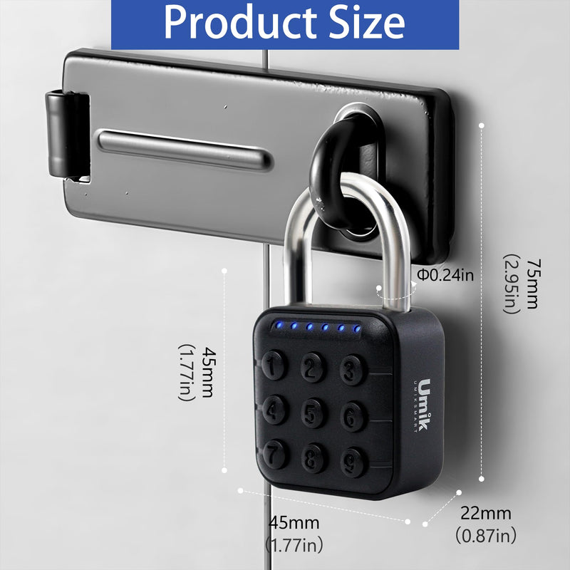 UMIKSMART 6-Digit Combination Padlock, High Security Password Lock with IP67 Waterproof Zinc Alloy Body, Code Pad Lock for School Locker, Gym, Toolbox, Fence, Storage, Black