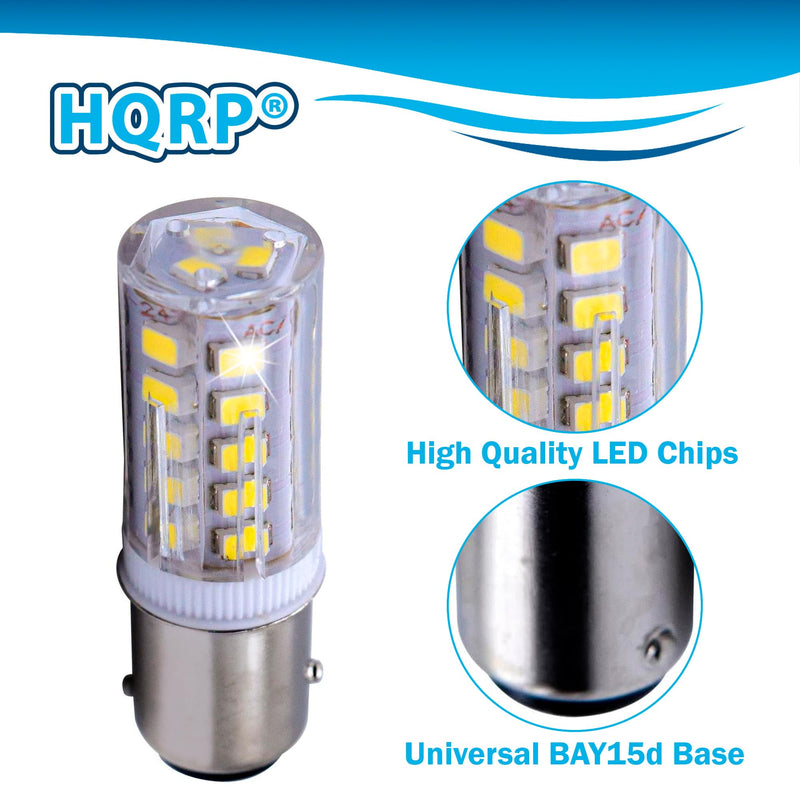 HQRP 2-Pack BAY15d LED Light Bulb Replacement for Ancor Marine Bulb 529340 529341 521158 521162 521166 529344 Double Contact Index Base, 33LED SMD2835 Cool White 12-24V DC Marine Navigation