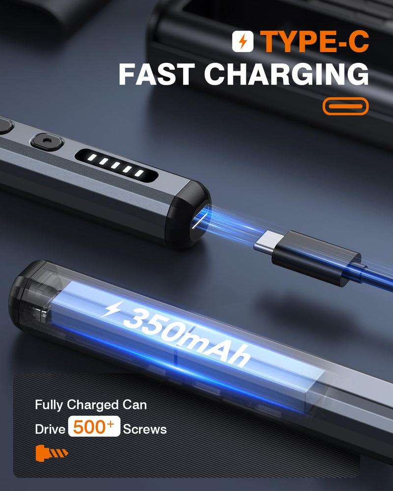 JOREST Mini Electric Screwdriver,Cordless Precision Screwdriver set with 38-in-1 Magnetic Bits, 5 Torque Settings, Repair Tool for iPhones, Laptop, Drone, Game Console, Camera;Birthday Gift for Father 38-in-1 electric