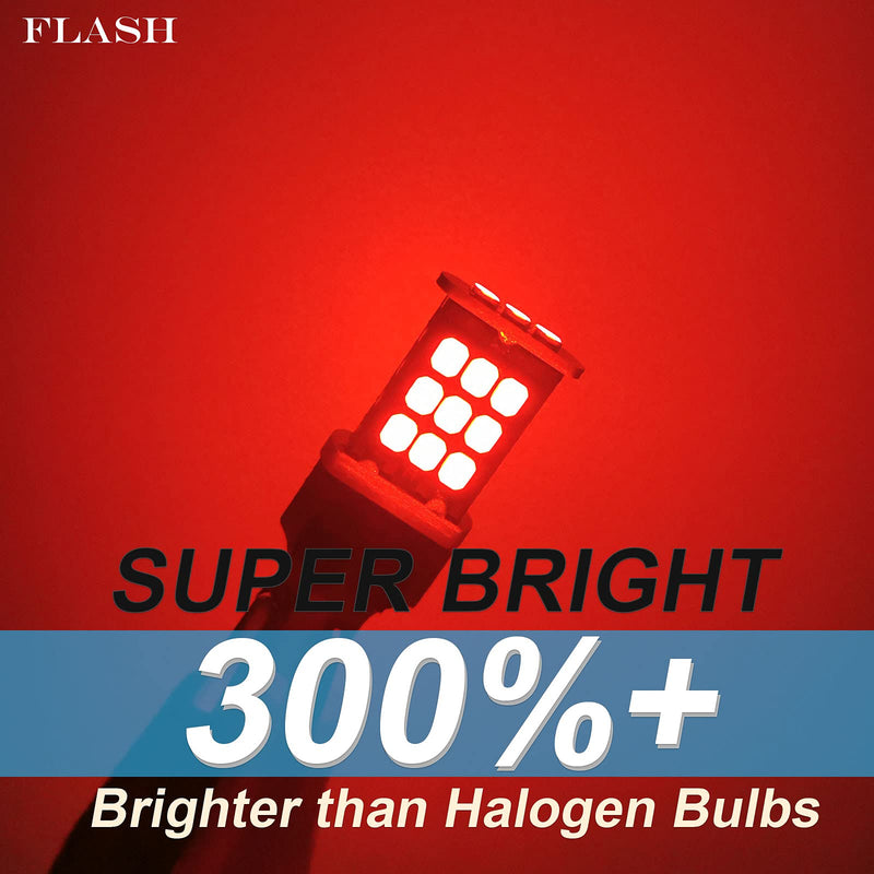 7443 LED Bulb Flashing Brake Lights, 300% Brighter 7440 7441 7444 7443R T20 W21W Plug and Play Strobe Blinking LED Stop Tail Lights, Brilliant Red 7443/7440