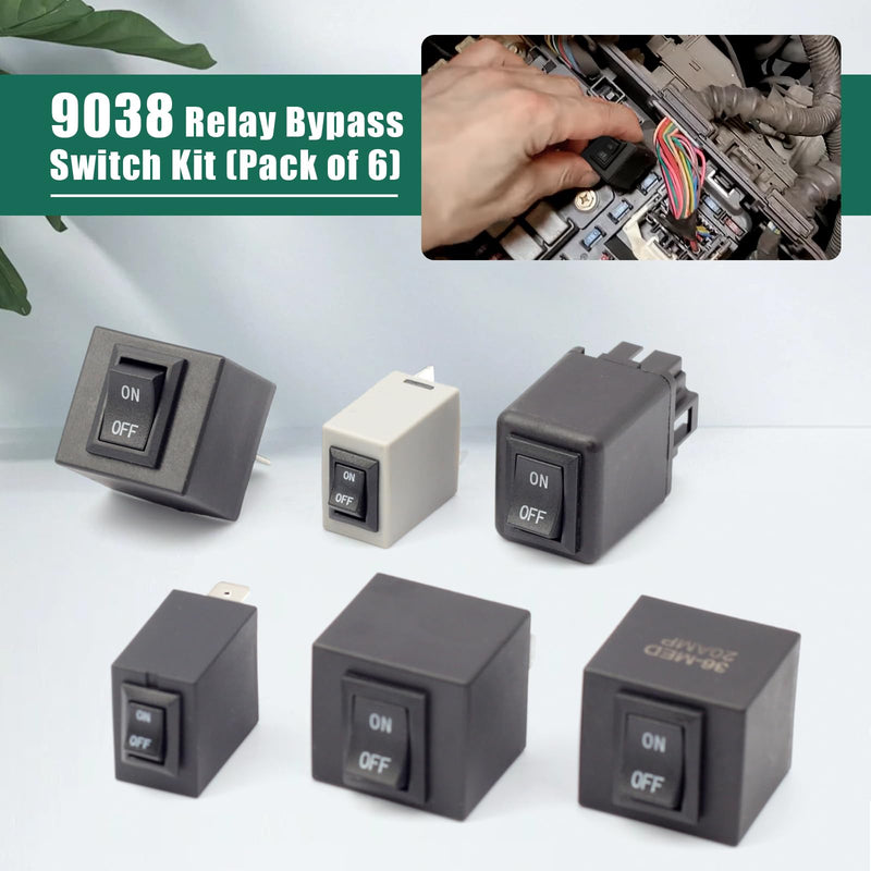 YUXIVCNE 9038 Fuel Pump Relay Bypass Master Kit, Pack of 6 Relay Tester Diagnostic Scan Tool Relay Bypass Switch Kit Replaces 9036 9037