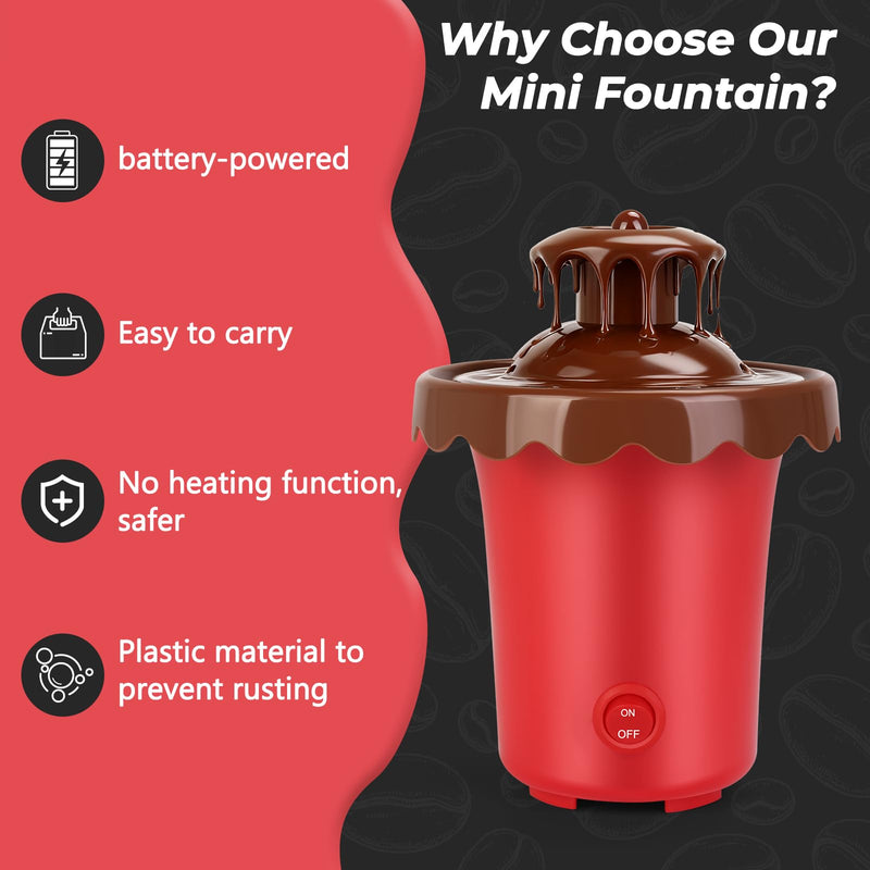 Chocolate Fountain Machine, Removable Cheese for Chocolate, Candy, Butter, Portable Chocolate Melt Machine for Party, Camping, Dessert Table, Birthday, Wedding (Red) Red