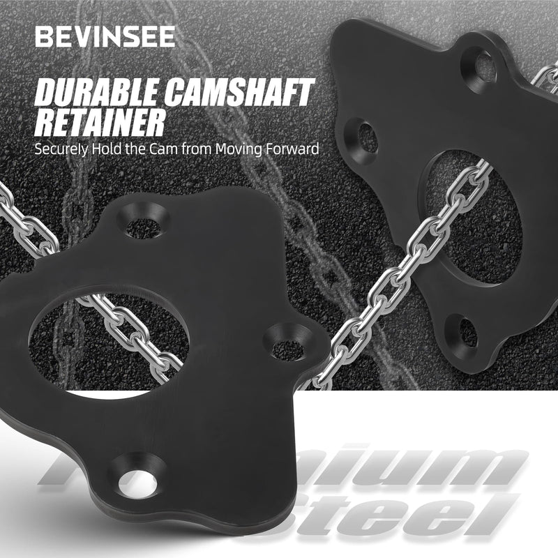 Bevinsee Camshaft Retainer Plate Gasket Kit - for LS Series Engines Gen III IV - for GM 5.3L 6.0L 6.2L 4.8 LS3 LS1 LS2 LS6 LS7 LS8 - Compatible with Chevrolet Corvette Cam 1997-2013 - Replace12589016