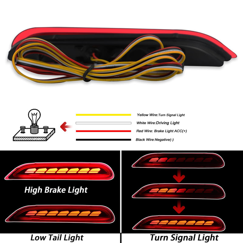 Smoked Housing Full LED Rear Bumper Reflector Lights Sequential Turn Signal Brake Light DRL Kit For Infiniti Q50 QX56 QX60 Nissan Pathfinder Rogue(Smoked housing)