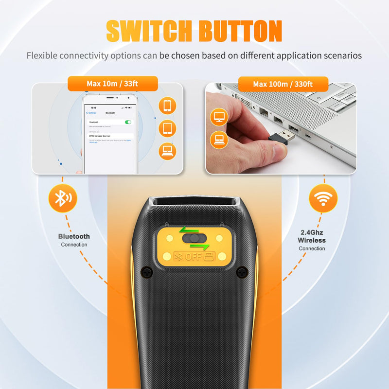 NETUM CS7501 QR Code Scanner – Upgraded Bluetooth Barcode Scanner, Mini Portable 1D & 2D Barcode Reader for Inventory Management, Cordless Image Scanner for Tablets, Android, iOS, PC, and POS Systems