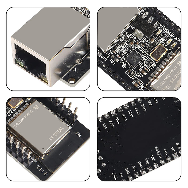 2 Pack WT32-ETH01 ESP32 Module Ethernet WiFi Bluetooth Development Board WT32-ETH01 Embedded Serial Port to Ethernet Converter Serial to WiFi&Bluetooth MCU Module 2PCS Welded Pins