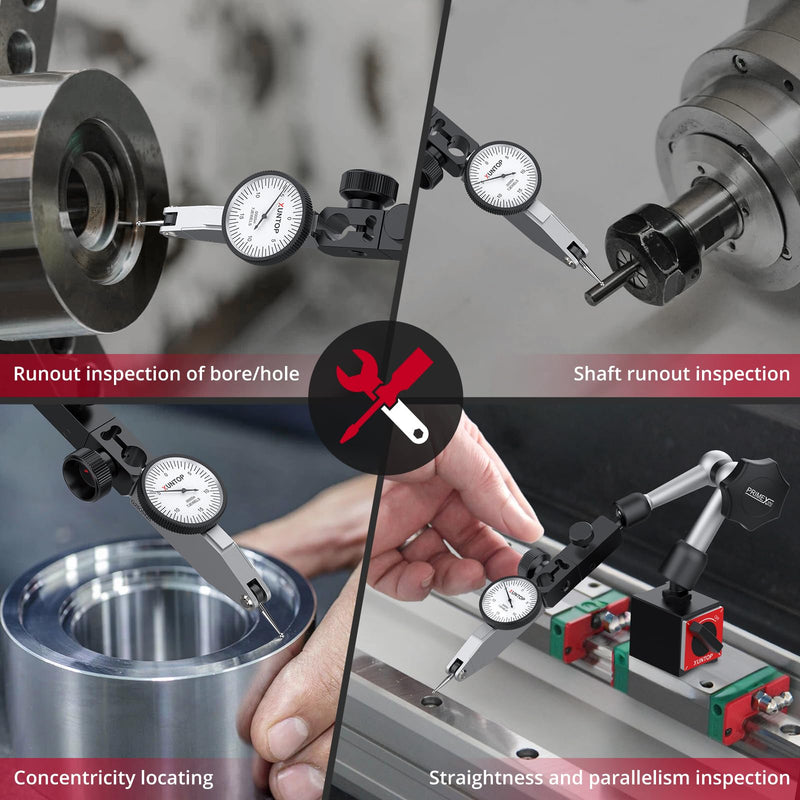 XUNTOP 0.03"/0.0005" Dial Test Indicator and 90lbs (40kg) Magnetic Base Magnetic Dial Indicator with 3 Adjustable Joints 3/8 Inch (9.52mm) Clamping Diameter for Lathe CNC 3D Printer Table Saw | Magnetic Dial Indicator with 3 Adjustable Joints 3/8 Inch ...