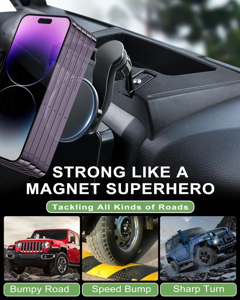 Magnetic Phone Mount for Jeep 2011-2017 Wrangler JK JKU - Dashboard Phone Holder with Magsafe for Jeep Wrangler Accessories (Not for JL JLU JT) Fit 2011-2017 JK JKU Magnetic