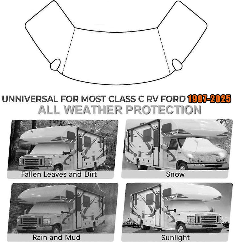 RV Windshield Cover Compatible with Ford E450 Class C 1997-2025 RV Front Window Motorhome Cover Sunshade/Snow Cover