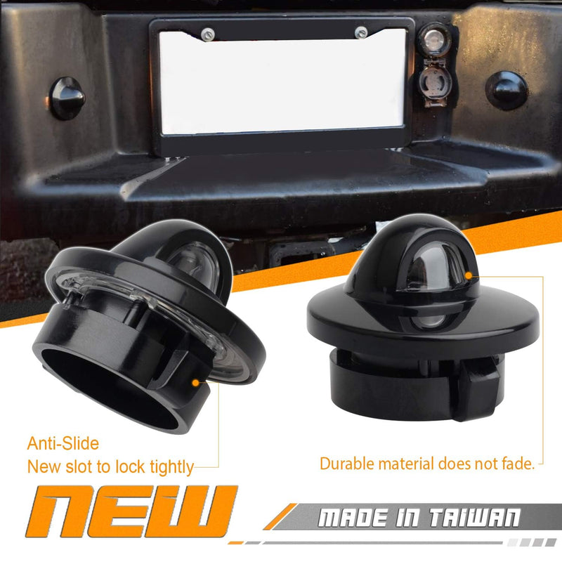 HERCOO License Plate Lights Lamp Lens Black Housing Compatible with 1999-2015 F150 F250 F350 F450 F550 Super Duty Bronco Excursion Expedition Explorer Ranger Pickup Truck Step Bumper, Pack of 2