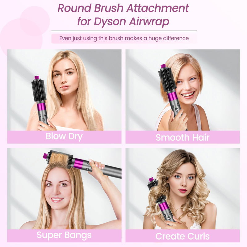 Upgraded Large Round Volumizing Brush Attachment and Upgraded Round Volumizing Brush Attachment Compatible with Dyson Airwrap HS01 HS02 HS05 HS08