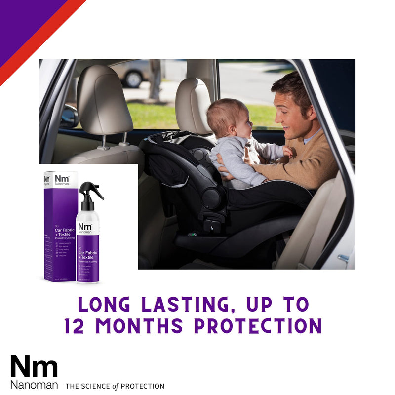 NANOMAN Nano-technology Car Fabric & Upholstery Care - Hydrophobic Waterproof Protector and Stain Guard for Auto Interior Fabrics, Seats, Carpets and Floor Mats. 8.5 Fl Oz (Pack of 1)