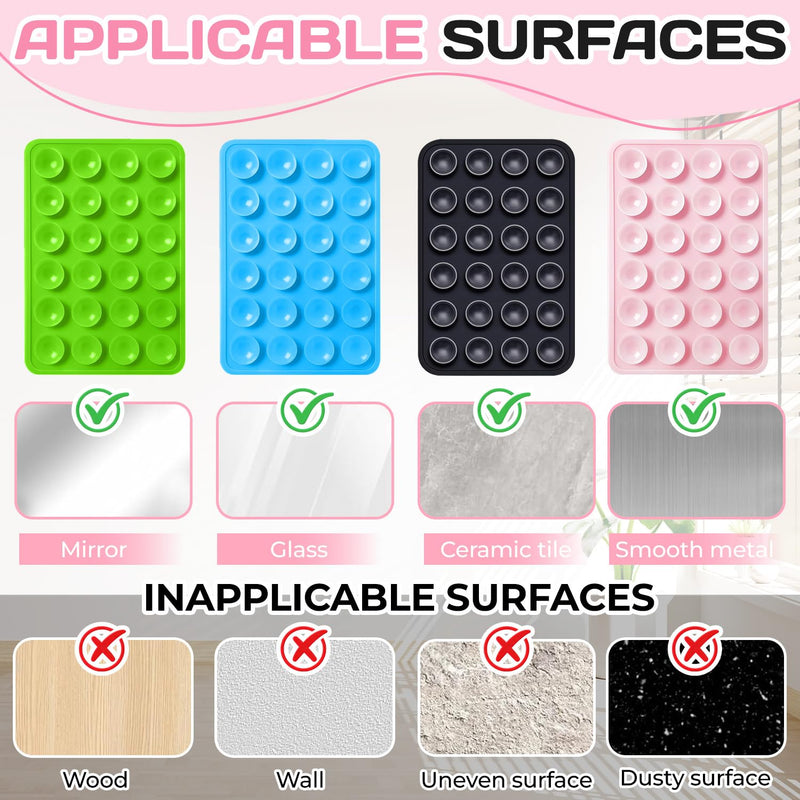 2PCS Silicone Double-Sided Suction Phone Case Mount,Strong Grip Holder Phone Accessories for Smartphones,Hands-Free Mirror Shower Phone Stand for Selfies (White & White) White & White