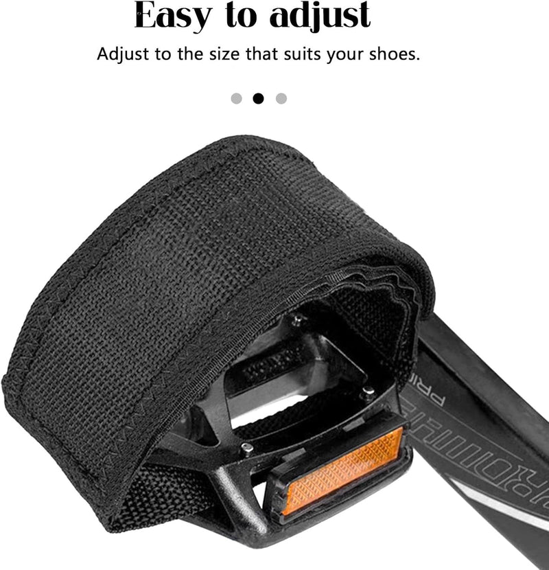 Medsuo 1 Pair Bike Pedal Strap Toe Clips Straps Tape Adjustable Anti-Slip Double Adhesive Bicycle Feet Straps - Black
