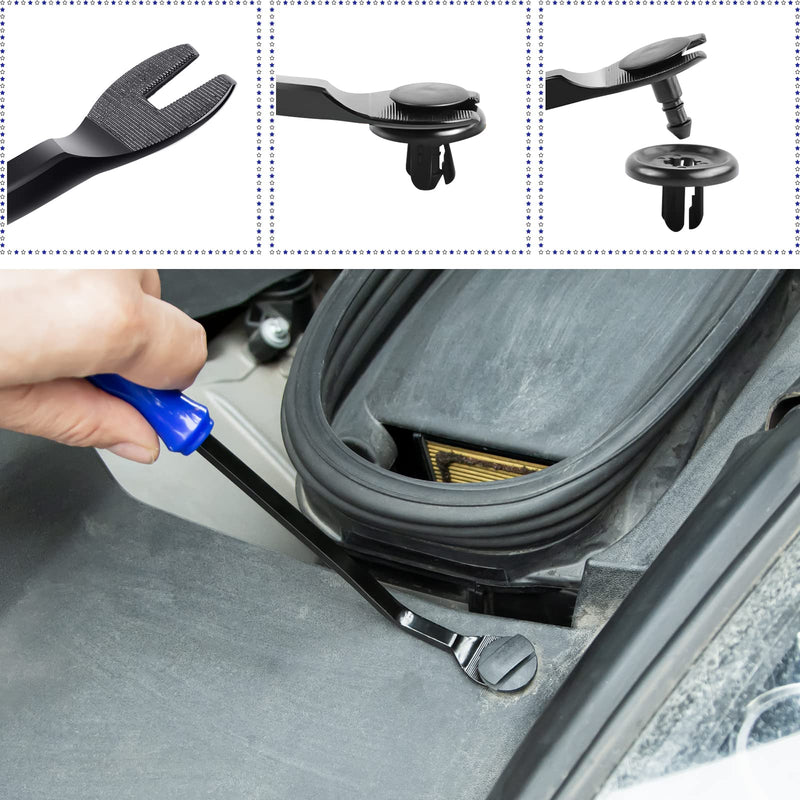 5 Pcs Car Trim Removal Tool Kit - Auto Clip Removal Pry Tool for Door Dashboard Panel, Fastener Push Pin Puller, Blue