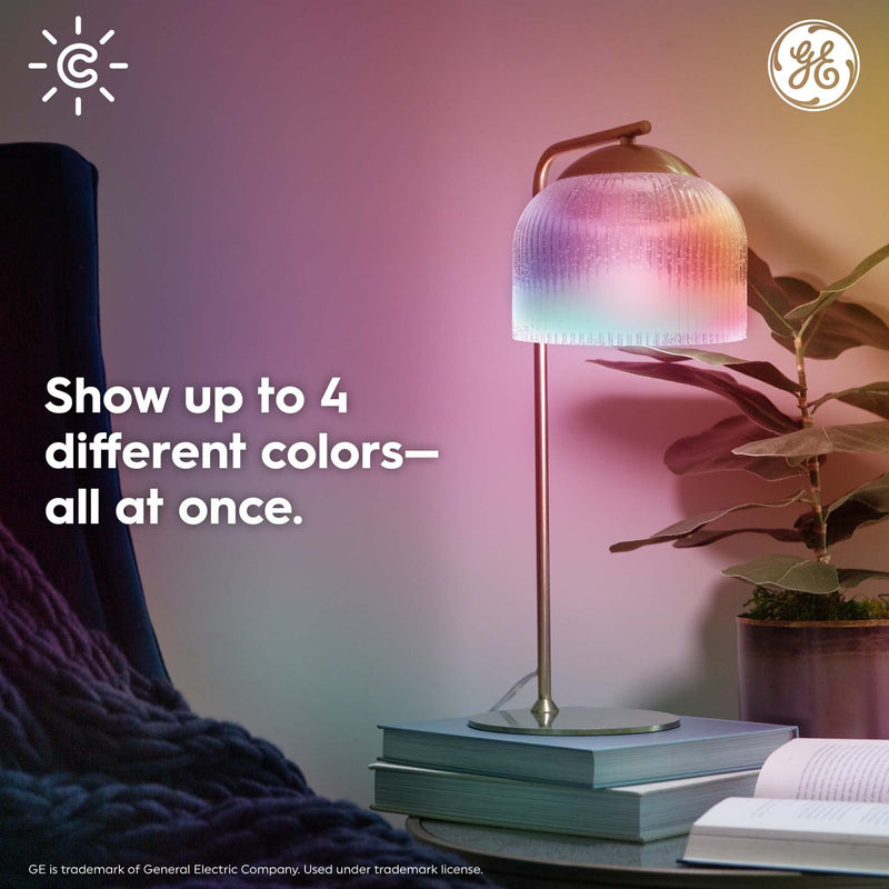GE Cync Dynamic Effects A19 LED Smart Light Bulbs, Bluetooth and WiFi Color Changing Lights with Music Sync, Compatible with Alexa and Google Home (2 Pack) Multicolor A19 2 Bulbs (Pack of 1)