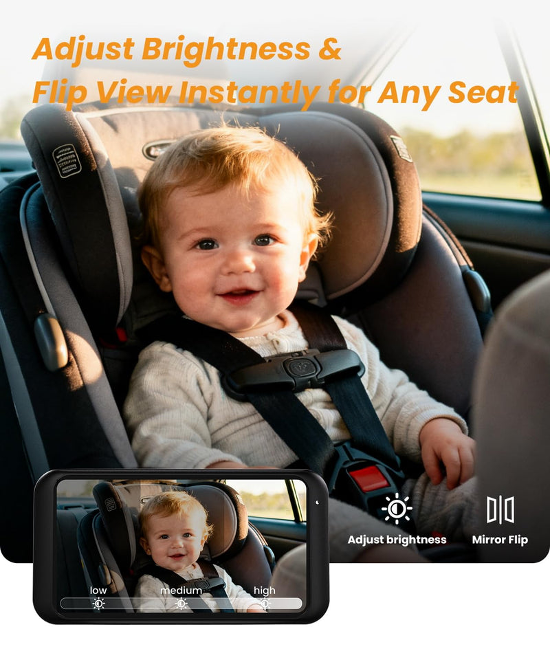 Babyvue BV2 USB Baby Car Camera, 4.5'' HD 1080P USB Rear-Facing Mirror, IR Night Vision, 360° Adjustable, Plug & Play Backup Monitor for Child & Pet Safety Red