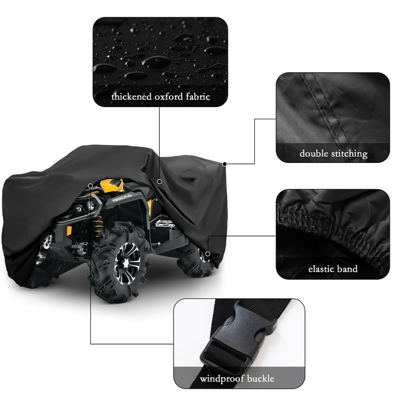 XYZCTEM Premium ATV Cover,210D Oxford Fabric Protection Against Water, UV, Wind. Quad Cover for Can-am,Suzuki,Kawasaki, Honda, Yamaha, Polaris,and More.4 Wheeler Accessories(Black,82 inch) XL - 82" L x 48" W x 46" H Basic Black