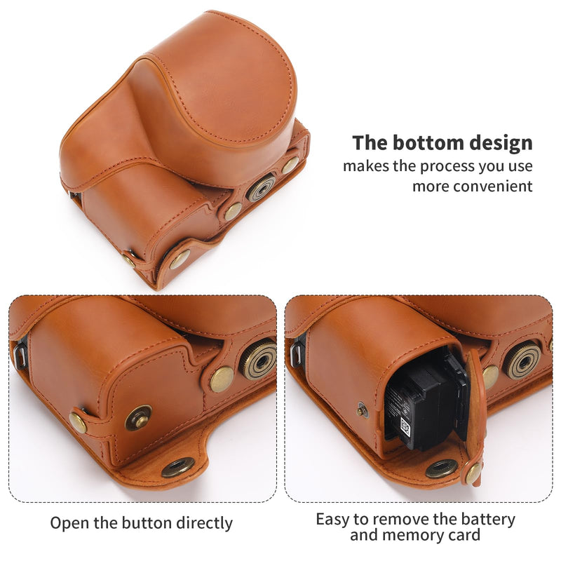 for Sony ZV-E10 II case Premium PU Full Body Leather Camera Case Bag for Sony ZV-E10 II Fit 16-50mm Lens with Camera Shoulder Strap ZV-E10 II-Brown