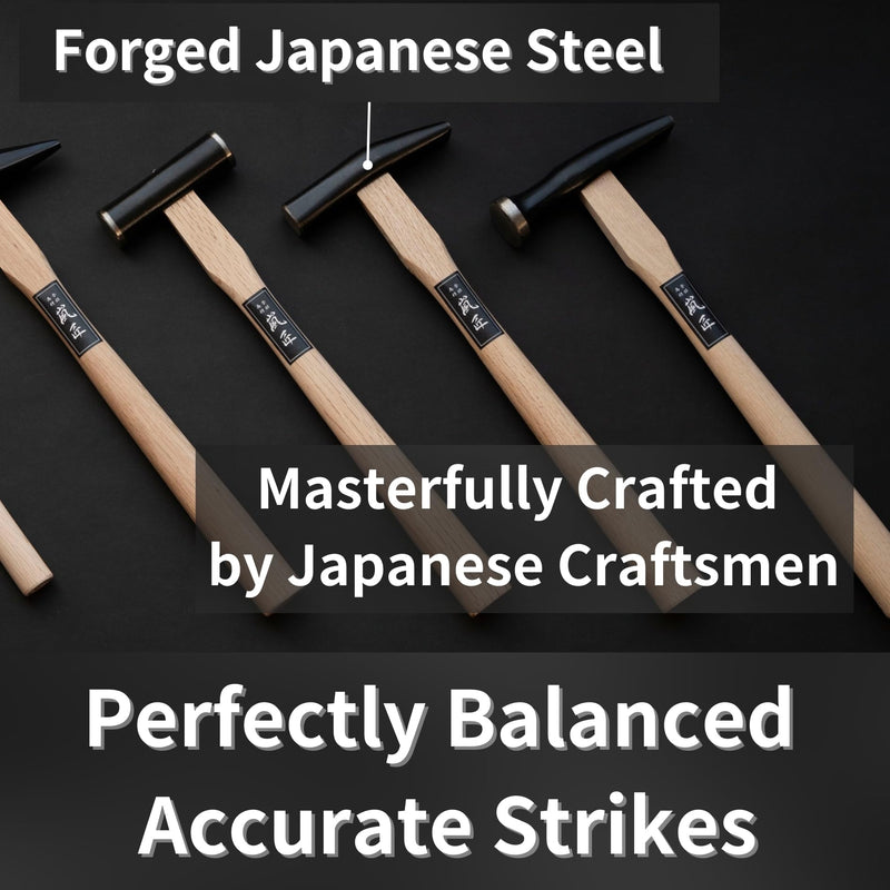 Sheet Metal Hammer 15 oz, Heavy Duty Forged Japanese Steel Head, Tinners Hammer Hand Tool for Setting, Riveting, Mechanic Purpose, Wood Handle, Made in JAPAN