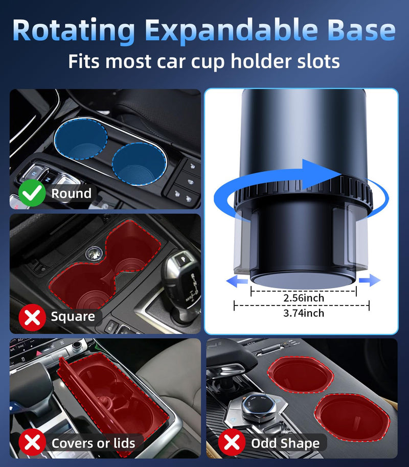 Retractable Car Charger USB Hub with RGB Light, 4 Port Car Charging Station Cigarette Lighter Adapter, Travel Essentials Car Accessories Gadgets for Men Gifts for iPhone 17 16 15 14 13 Pro Max