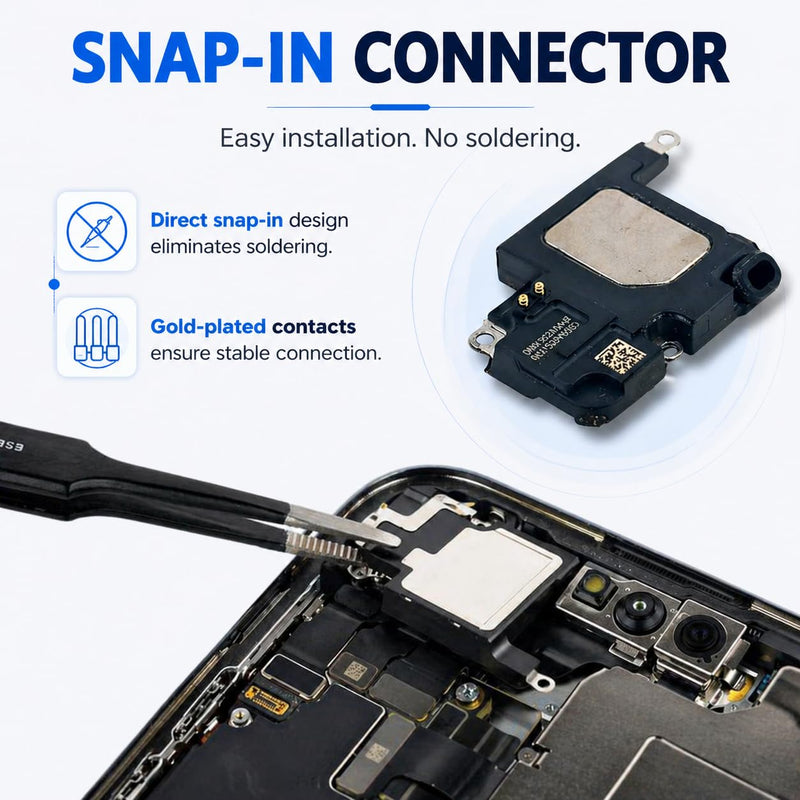 Earpiece Speaker Bundle Kit Compatible with iPhone 14 Pro Max - Snap-in Connector No Soldering - Includes 2X Dust Mesh & 2X Screen Adhesive Seal