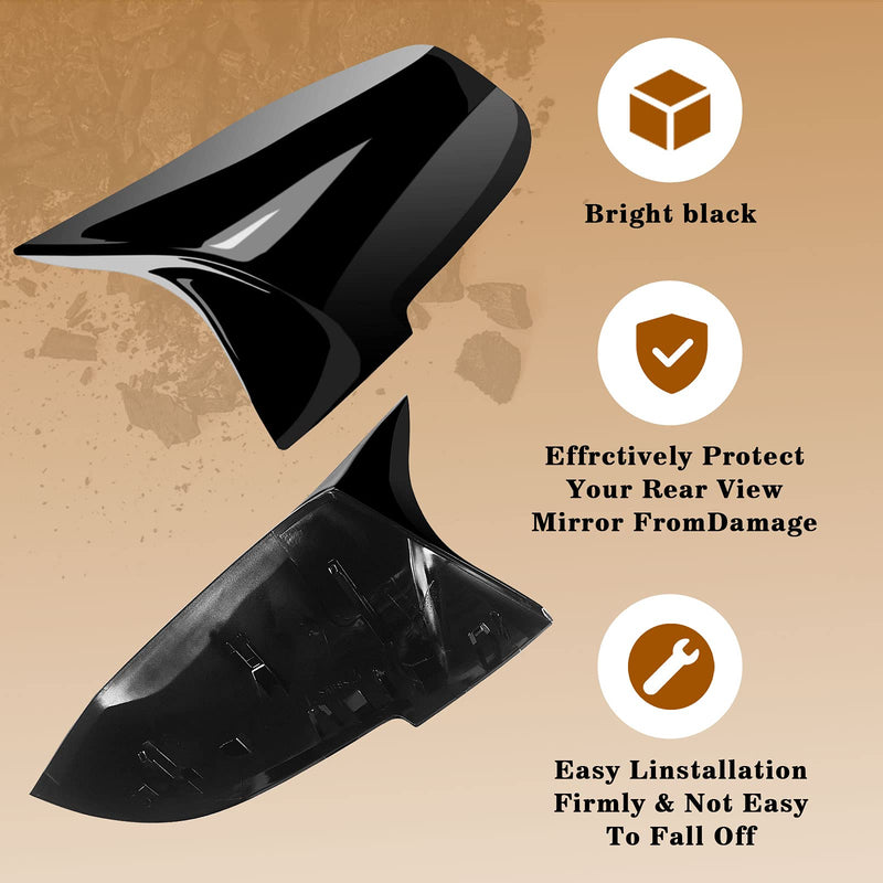 Door Mirror Covers,Glossy Black Replacement Rearview Side Mirror Covers Caps Rearview Replacement for BMW F20 F22 F23 F30 F31 F32 F33 F36 F87 M2 X1 E84 Glossy Black