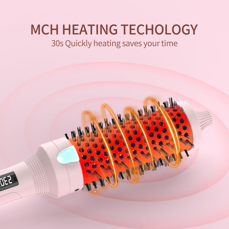 K&K 38mm Thermal Heated Round Brush, Blowout Volumizer for Long Hair | 45MM EXTRA-LARGE BARREL: 45mm heated round barrel creates maximum root volume and smooth blowout waves for long hair Pink