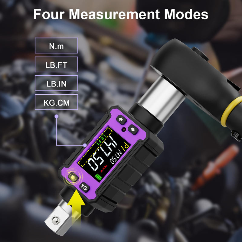 ANPUDS 1/2" Digital Torque Adapter Set (2.9-147.6 Ft-lb / 4-200 Nm) | Slim Electronic Torque Wrench Converter for Confined Spaces, ±2% Accuracy Torque Meter for Automotive, Motorcycle Repair 2.9-147.6 Ft.lb/4-200 Nm