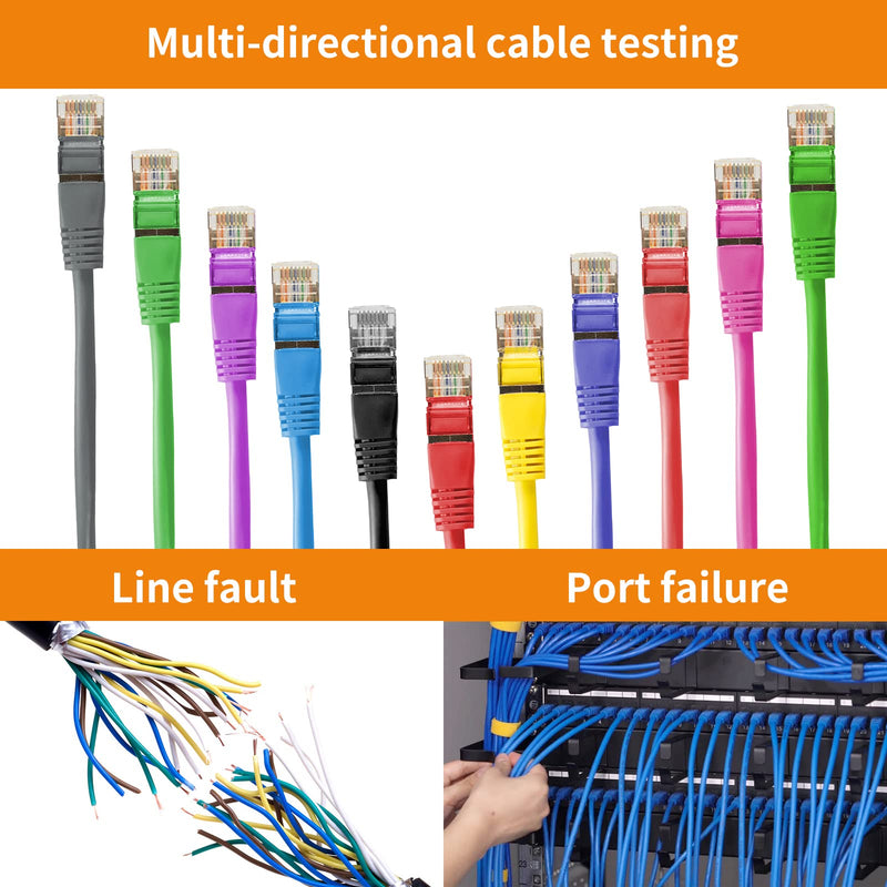 Rsrteng Network Cable Tester,Remote Kits NO.1 to NO.10 for RJ45,Cat5,Cat6, 5E,6E,Support Measure Length,Host/Test Box Fault Location,Short Circuit Test,Working with CCTV Camera Tester (NO.1 to 5) NO.1 to 5