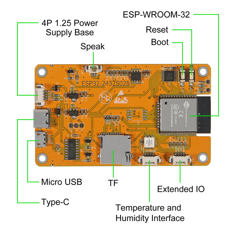 ESP32 Touchscreen 2.8inch TFT LCD Display ESP-WROOM-32 ILI9341 Resistive Touch Module ESP32-2432S028R Bluetooth WiFi Dual Core Development Board 240 * 320 for Arduino (2pcs) 2pcs