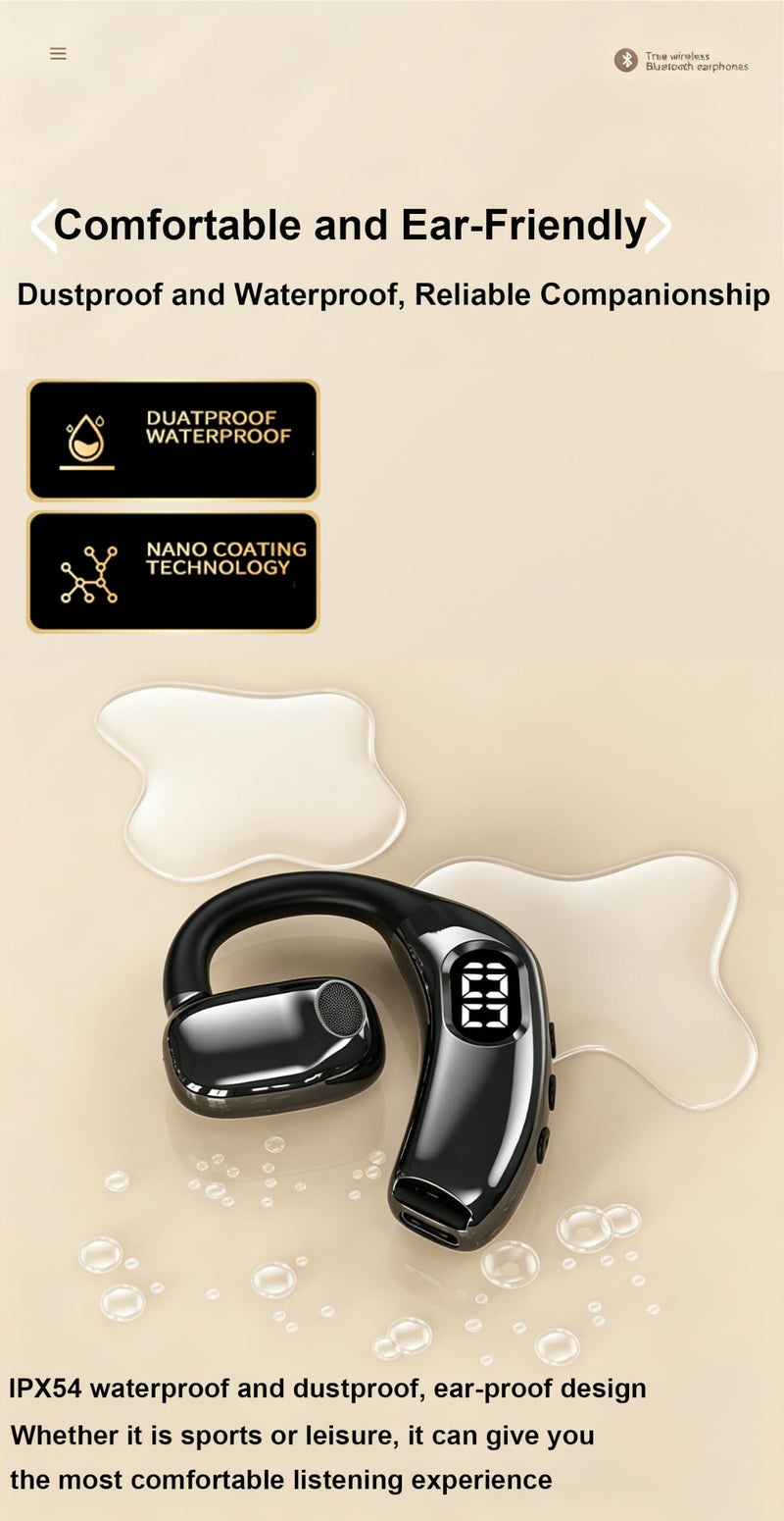 Single Bluetooth5.4 Earpiece Earbud One Ear Piece 180° Left and Right Ears TF Card Can be Inserted, Open Ear Bud Air Conduction Earless Out of Ear Headphones Wireless Headsets with Microphone Earhook