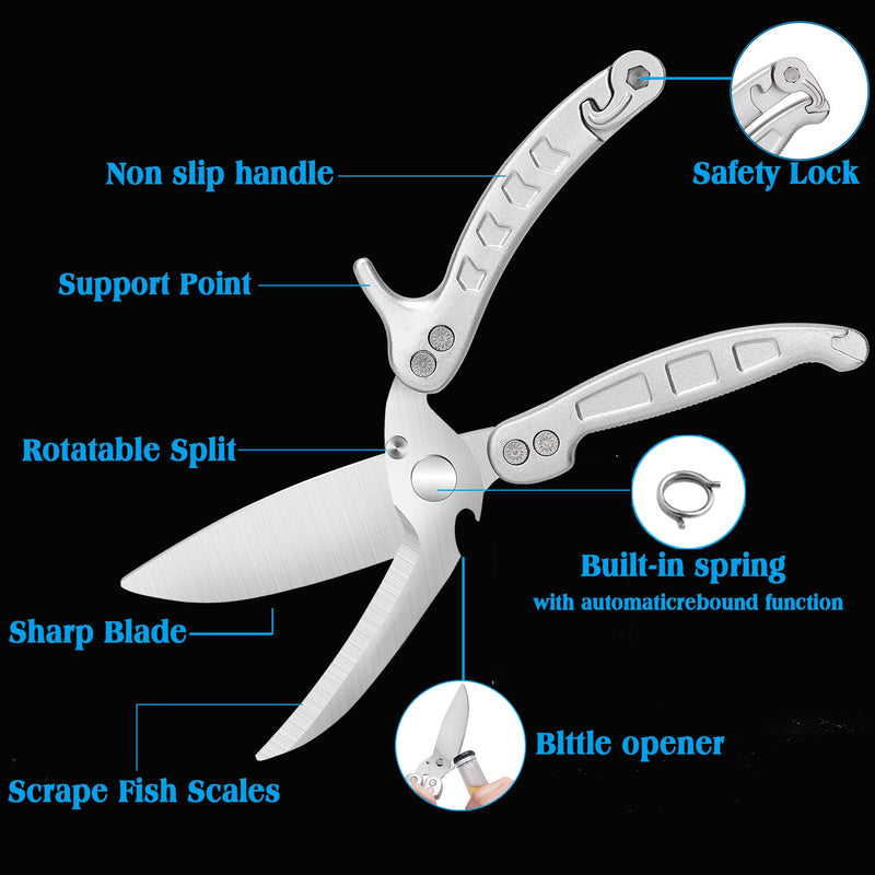 Poultry Shears Scissors Heavy Duty,Kitchen Shears,Multi-purpose Stainless Steel Kitchen Scissors for Christmas Turkey Food, Chicken,Fish,Meat,Separable easy to clean thoroughly,Dishwasher Safe. Y-silver