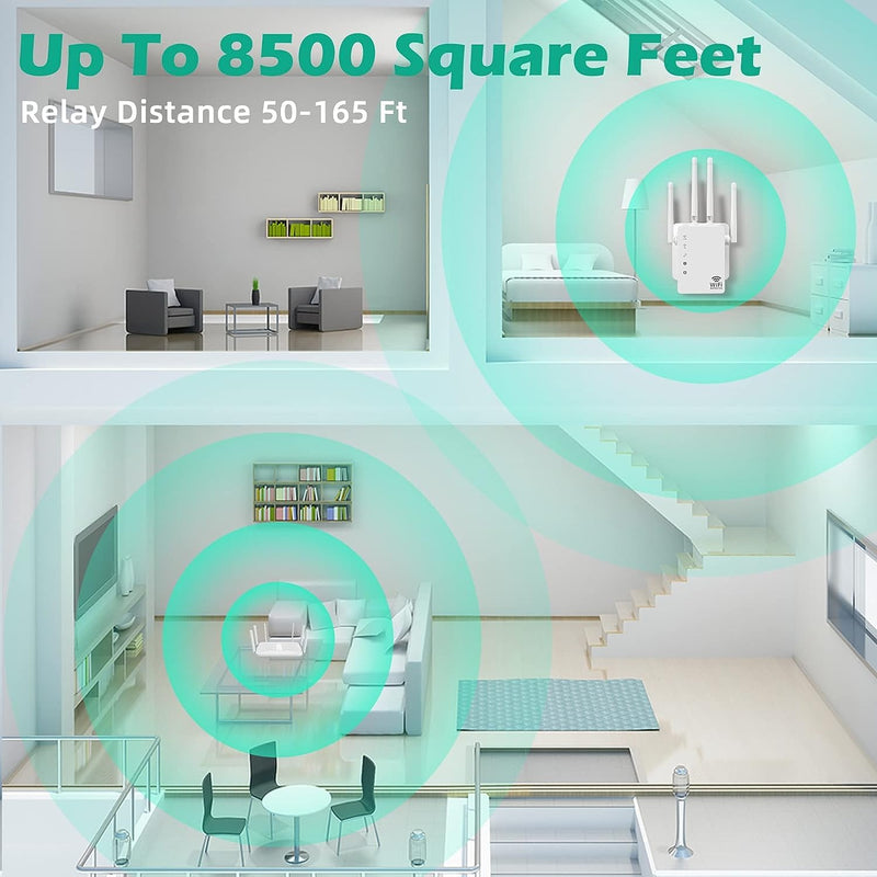 Extender 1200Mbps Dual Band WAN LAN Port, Through Wall Amplifier Internetfor Stable and Strong Coverage