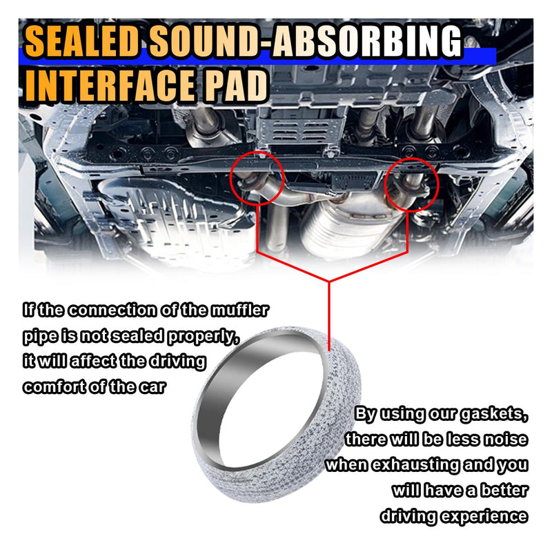 ID 60mm Car Exhaust Manifold Gasket, Exhaust Flange Gasket Seal Muffler Gasket Replacement, Exhaust Donut Gasket Muffler Ring to Prevent Leaking Between Exhaust Manifold and Exhaust Pipe (60mm)
