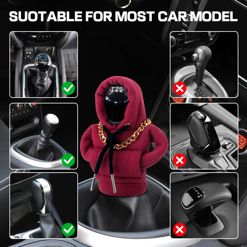 Gear Shift Hoodie, Funny Car Gear Shift Cover, Cute Car Shift Knob Hoodie, Automotive Interior Accessories, Universal Fit Knob Cover Gift (Red) Red