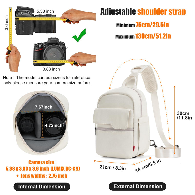Cwatcun Camera Bag Crossbody Shoulder Messenger Camera Case, Lightweight DSLR/SLR/Mirrorless Photography Bag with Tripod Holder and Rain Cover for Canon, Nikon, Sony, Fuji Cameras, Lens Accessories | Fits 1body +2lenses +9.7" iPad +6.7"phone.18mm foam,...