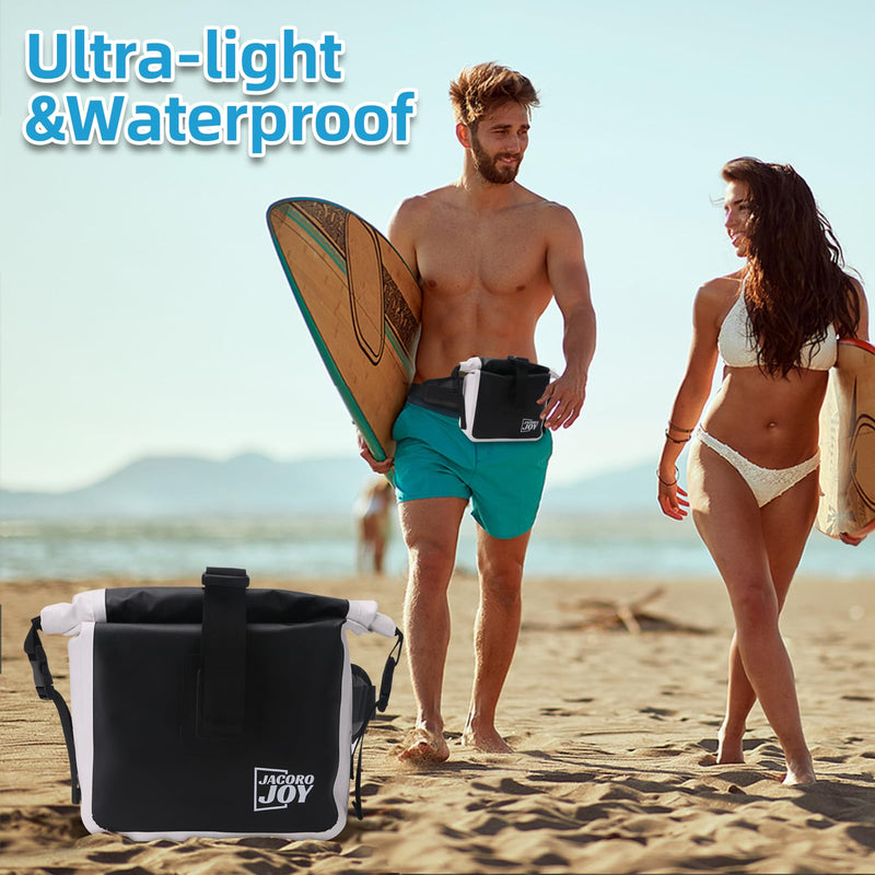 Waterproof Fanny Pack, Floating Dry Bag Pouch with Adjustable Waist Strap Large Capacity, Waterproof Waist Bag for Kayaking Boating Fishing Cycling Beach (Black) Black