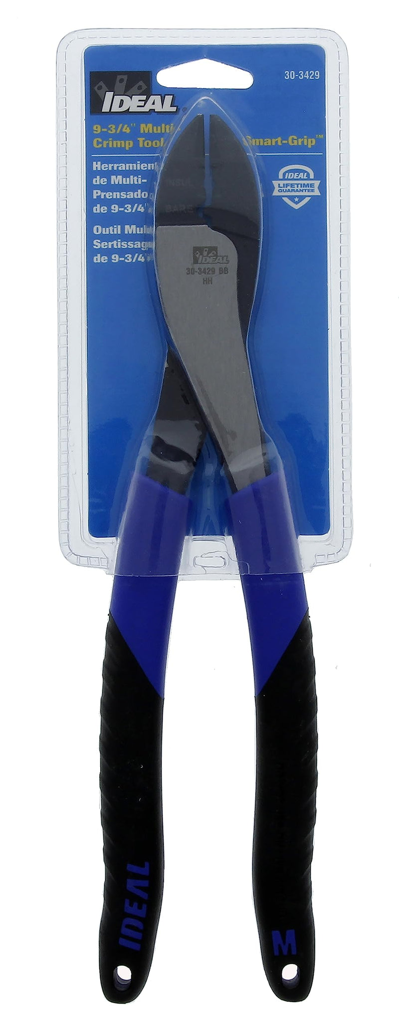 IDEAL Electrical 30-3429 Multi-Crimp Tool - 9.75 in., High Leverage Pivot Wire Crimper with Knife-To-Anvil Blades, Dual Durometer Molded Grips Smart Grip