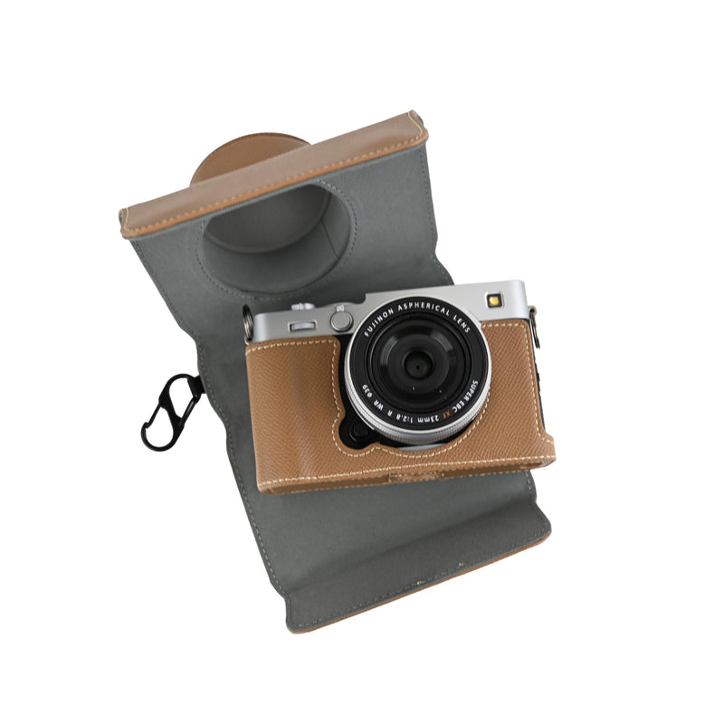 X-E5 Case, Handmade PU Leather FullBody Camera Case Bag Cover for Fujifilm X-E5 XE5 Bottom Opening Version + Neck Strap (Brown) Brown