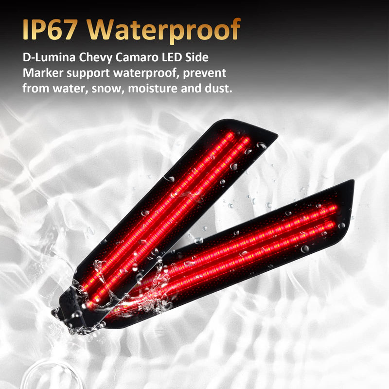  [AUSTRALIA] - D-Lumina Chevy Camaro Side Marker Lights Smoked Lens for Camaro 2010 2011 2012 2013 2014 2015, Rear Bumper Red Marker Light Tinted Side Reflector, OEM Replacement Plug N Play, Pack of 2