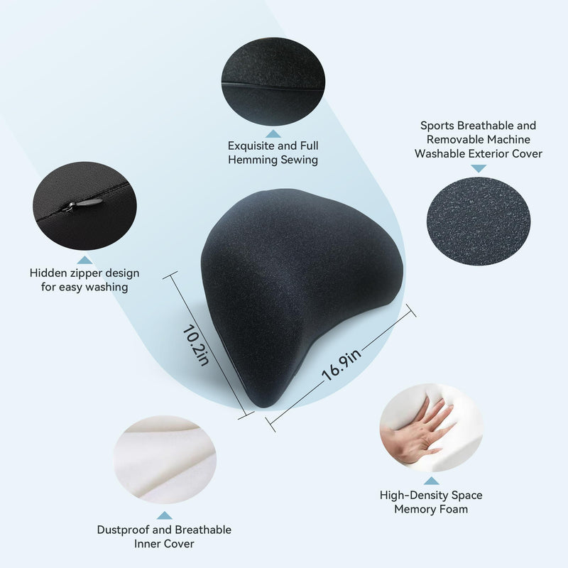 Super Snug Lumbar Support Pillow for Car, 100% Memory Foam Lumbar Pillow with Breathable Removable Cover, Ergonomic Design - Back Pillow Lumbar Support Pillow for Car Seat/Back Pain Relief(Black, 1PC) Backsaver-four