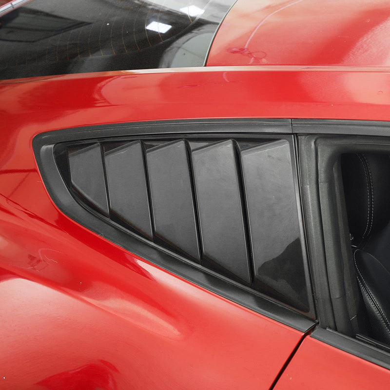 RT-TCZ Rear Quarter Side Window Scoop Louvers Sun Shade Cover Wind Vent Air Deflector Decoration Exterior Accessories for Ford Mustang 2015-2022,2PCS (Black) Black
