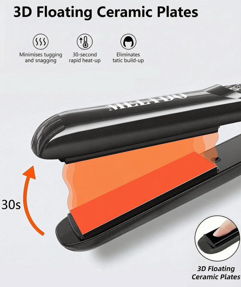Mini Hair Straighteners, Ceramic Mini Straightener for Short Hair/Bangs, Travel Hair Straighteners Dual Voltage, UK Plug(Black) Black