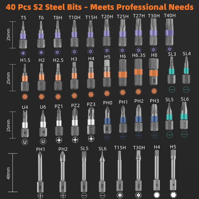 42 in 1 Magnetic Ratchet Screwdriver Set, T Handle Detachable Screwdriver with S2 Steel Bits and Storage Case, Portable Compact Repair Tool Kit for Computer, Bicycle, Furniture and DIY Home Repair