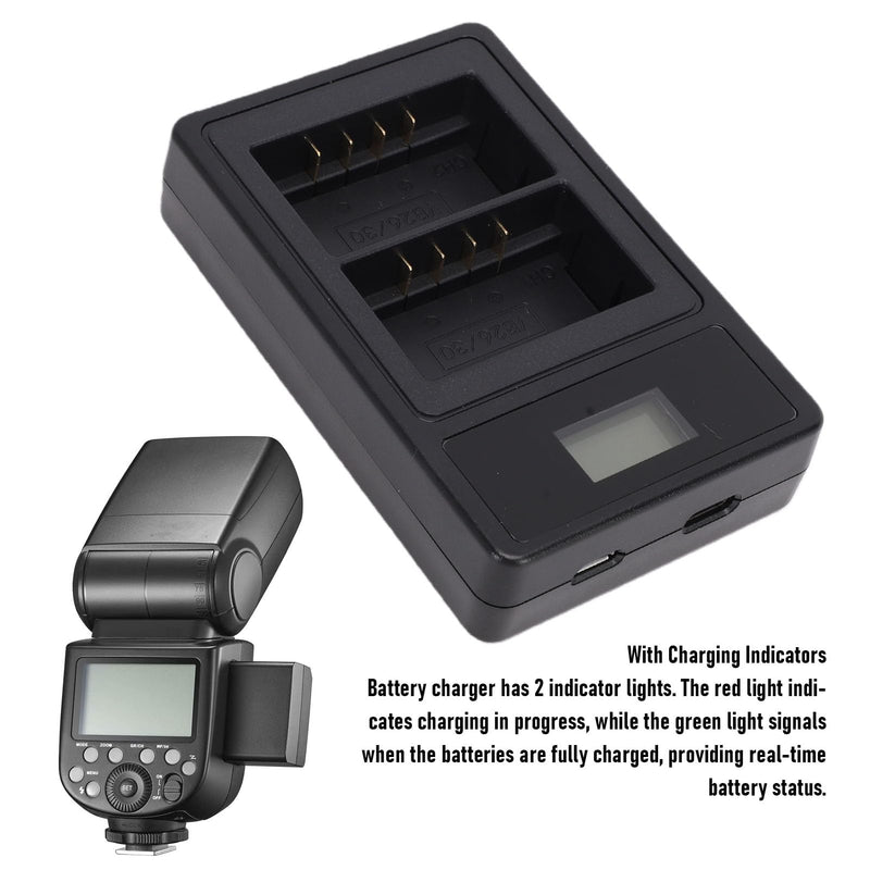 Bewinner Camera Flash Dual Battery Fast Charger 5Wx2 Smart Display, Charger Fit for VB26 VB26B VB30 V860III V1 V850III Flash Battery, Fast with Intelligent LCD Screen for